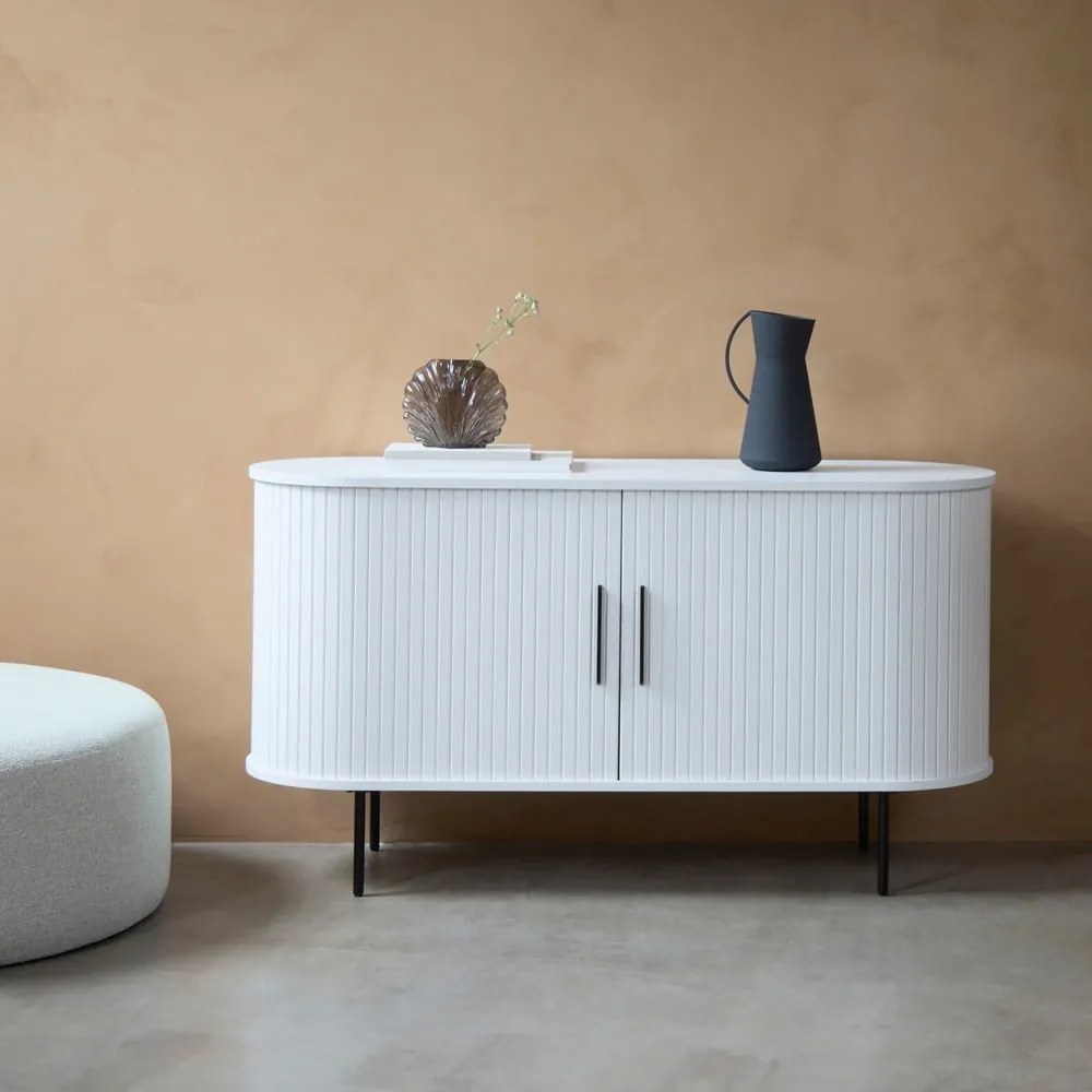 Biela komoda s posuvnými dverami 120x76x45 cm Nola – Unique Furniture