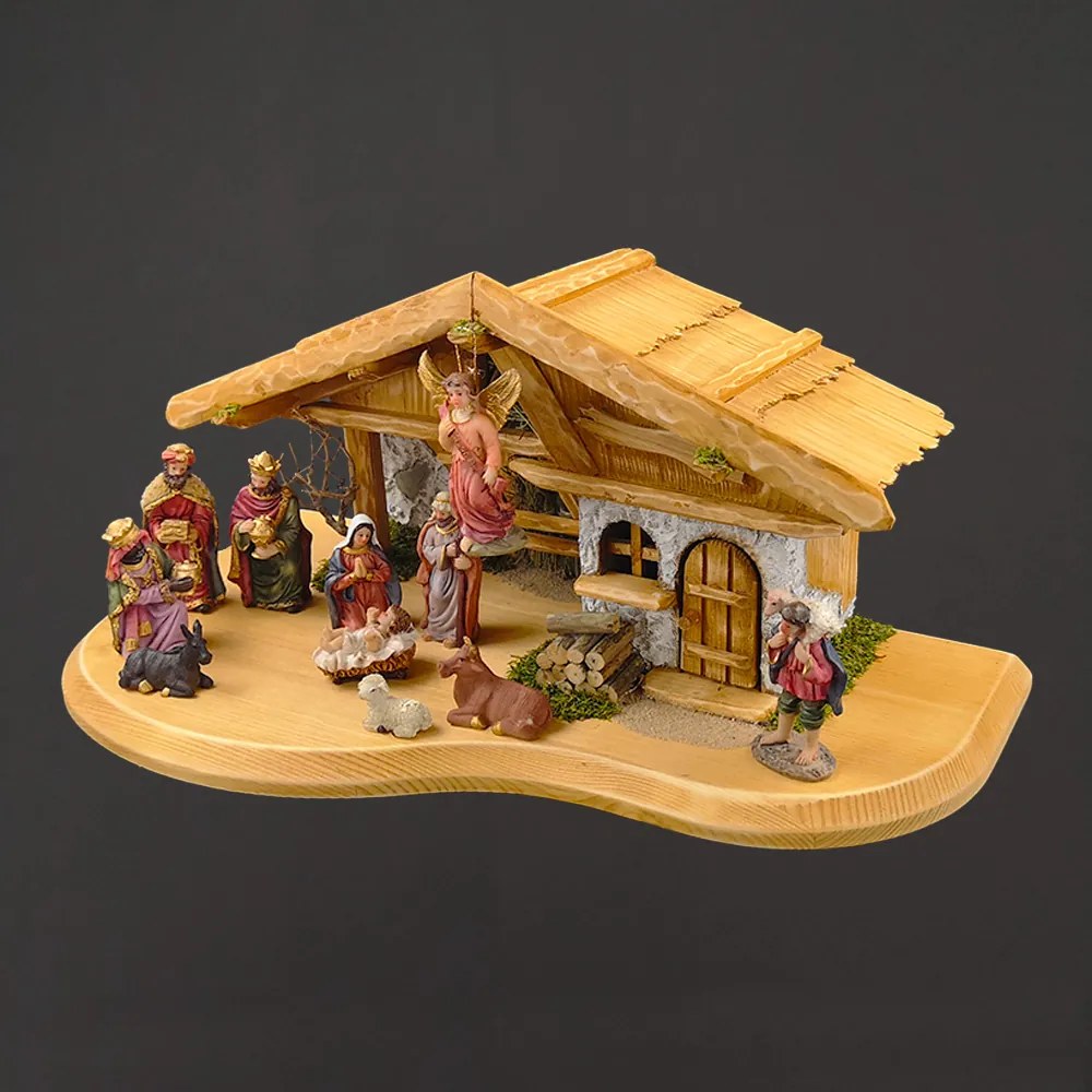 AMADEA Drevený betlehem BEZ FIGURÍK 45 cm
