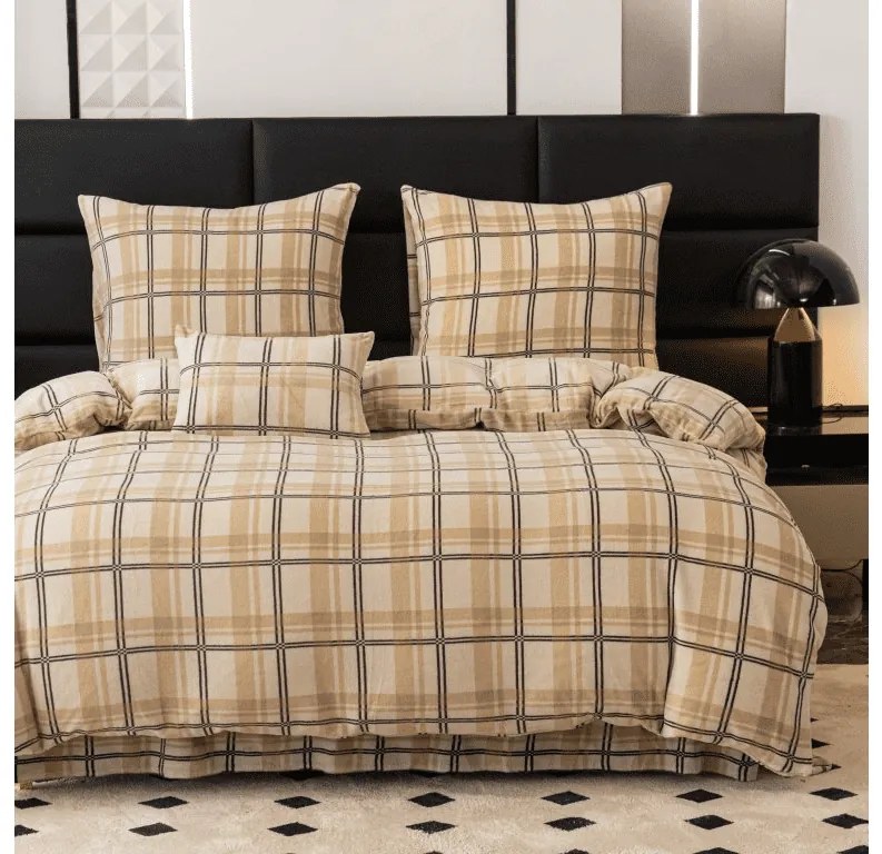 Obliečky mikroplyš PLAID krémové Rozmer obliečky: 2 ks 70 x 90 cm | 200 x 220 cm