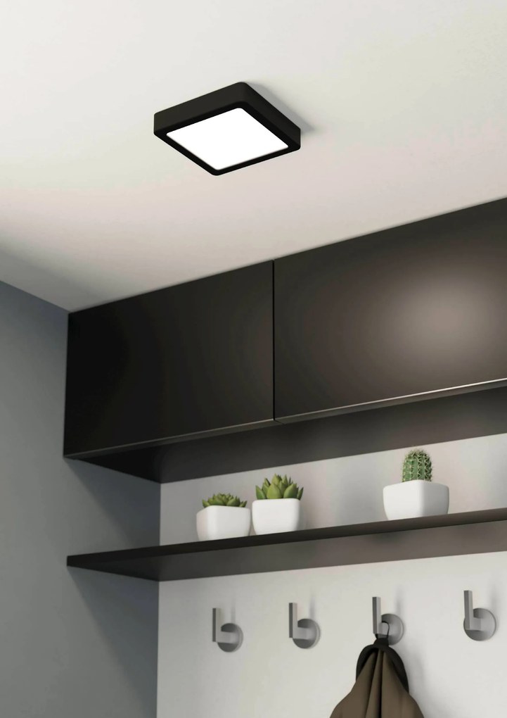 EGLO LED stropné osvetlenie do kúpeľne FUEVA 5, 11W, teplá biela, 16x16cm, hranaté, čierne