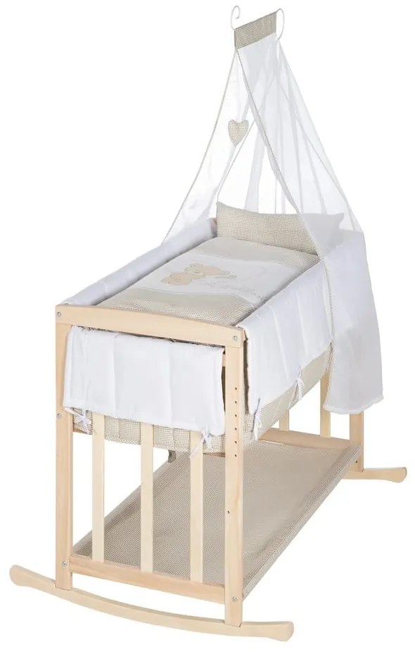 Kolíska v prírodnej farbe s úložným priestorom a baldachýnom 90x45 cm Liebhabär – Roba