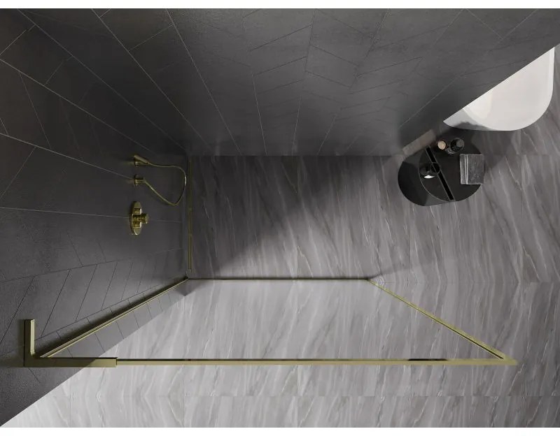 Mexen, Mexen Kioto-XF L sprchová stena s rámom 50 x 202 cm, transparentná 10 mm, zlatá - 800-050-174-50-00-XF