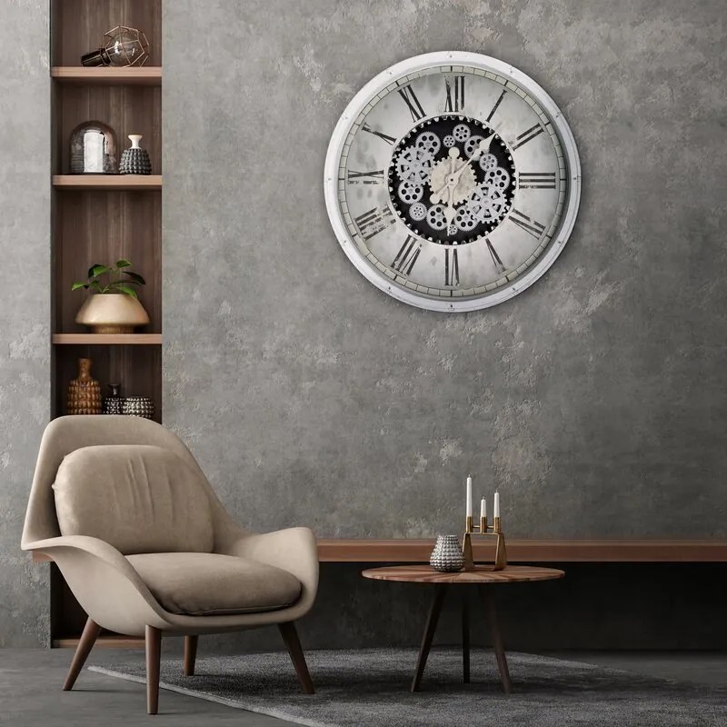 DEKORATÍVNE HODINY 86 ⌀ 72X8CM BIELE