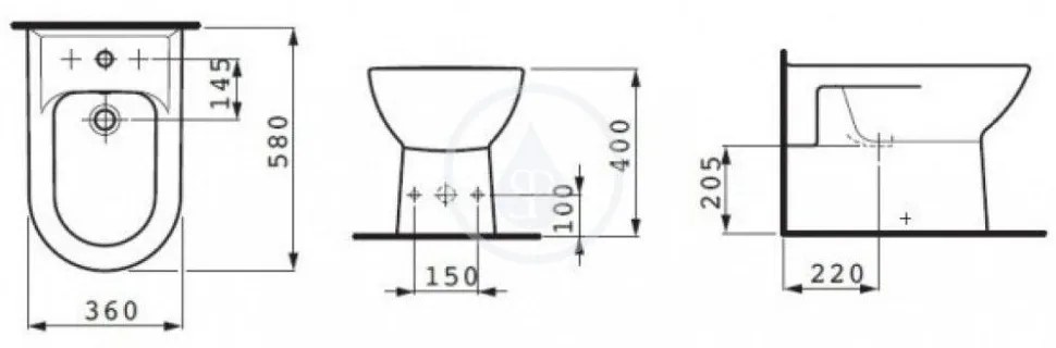 LAUFEN Pro Stojací bidet, 530 mm x 360 mm, s 1 otvorom na batériu, s LCC, biela H8329514003041