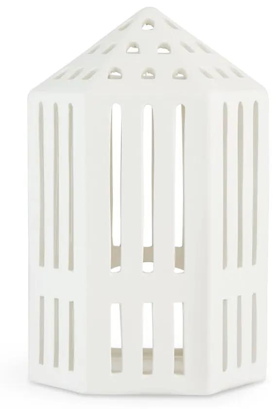 Biely keramický lampáš Kähler Design Galleria, výška 18,5 cm