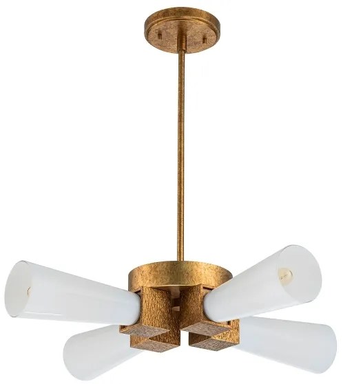 Elstead KRISTY-4P-DG-OPAL - Luster na tyči KRISTY 4xE27/40W/230V medený