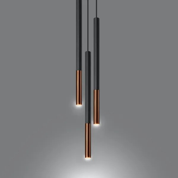 Luster na lanku MOSAIC 3xG9/12W/230V čierna/meď