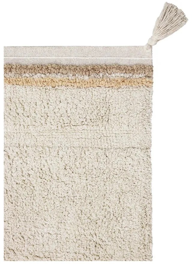 Krémový prateľný ručne tkaný bavlnený koberec 90x130 cm Bloom Natural – Lorena Canals