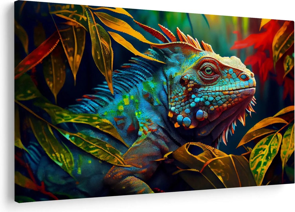 Obraz - Farebný leguán (90x60 cm)