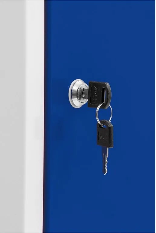 Kovová šatníková skriňa Trestles SS2M 1800x600x500 mm, 2 oddiely, modré dvere Podnož: nožičky, Zámok: otočný