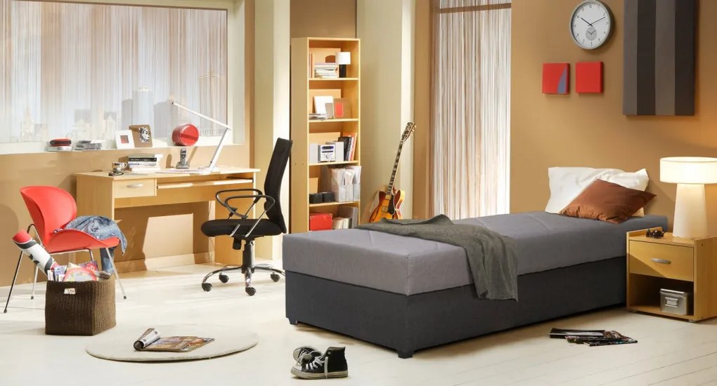 Posteľ Ormea 88x202 cm, antracitová/šedá látka