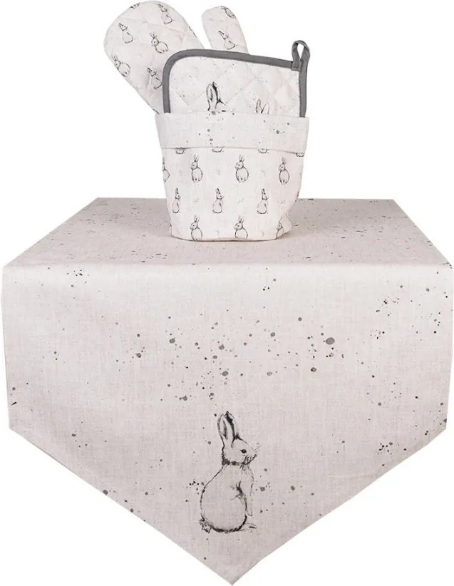 Béžový textilný košík na pečivo s králikom Bunny Buddies - Ø 15*16 cm