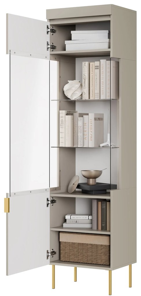 Vitrína Sentia 1D - kašmírová / zlatá