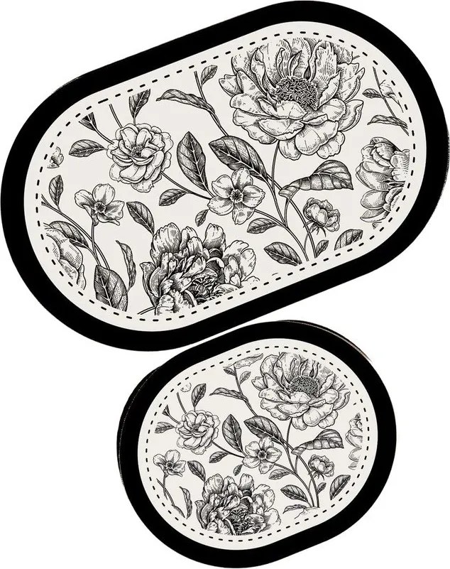 Čierno-biele kúpeľňové predložky v súprave 2 ks 60x100 cm Rasse – Foutastic