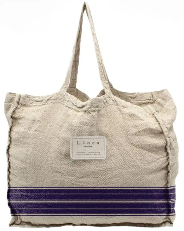 Látková taška Really Nice Things Blue Stripes, šírka 42 cm