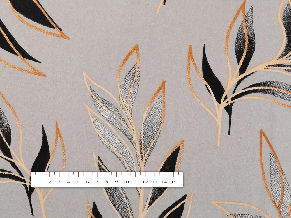 Biante Bavlnená obliečka na vankúš Sandra SA-437 Popínavé listy na sivom 35 x 45 cm