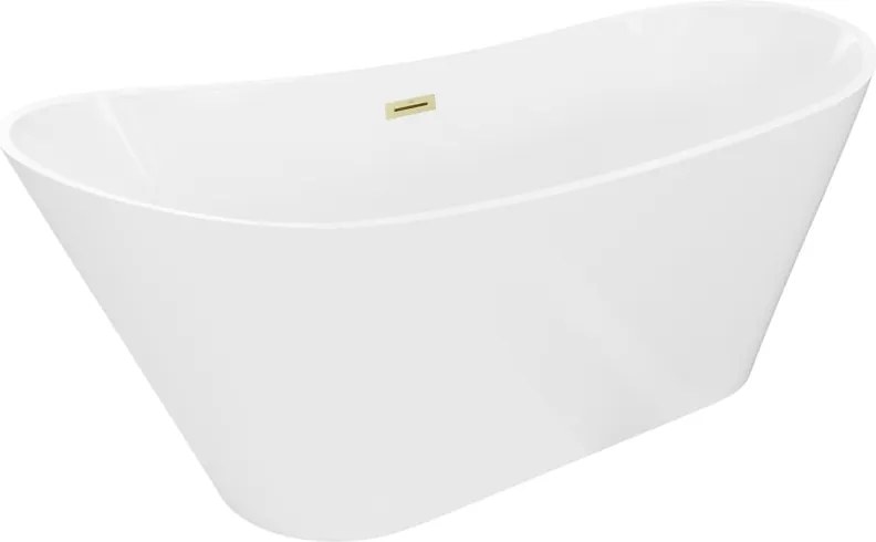Mexen Dora, voľne stojaca vaňa 150 x 75 cm, biela, zlatý matný prepad, 52071507500-55