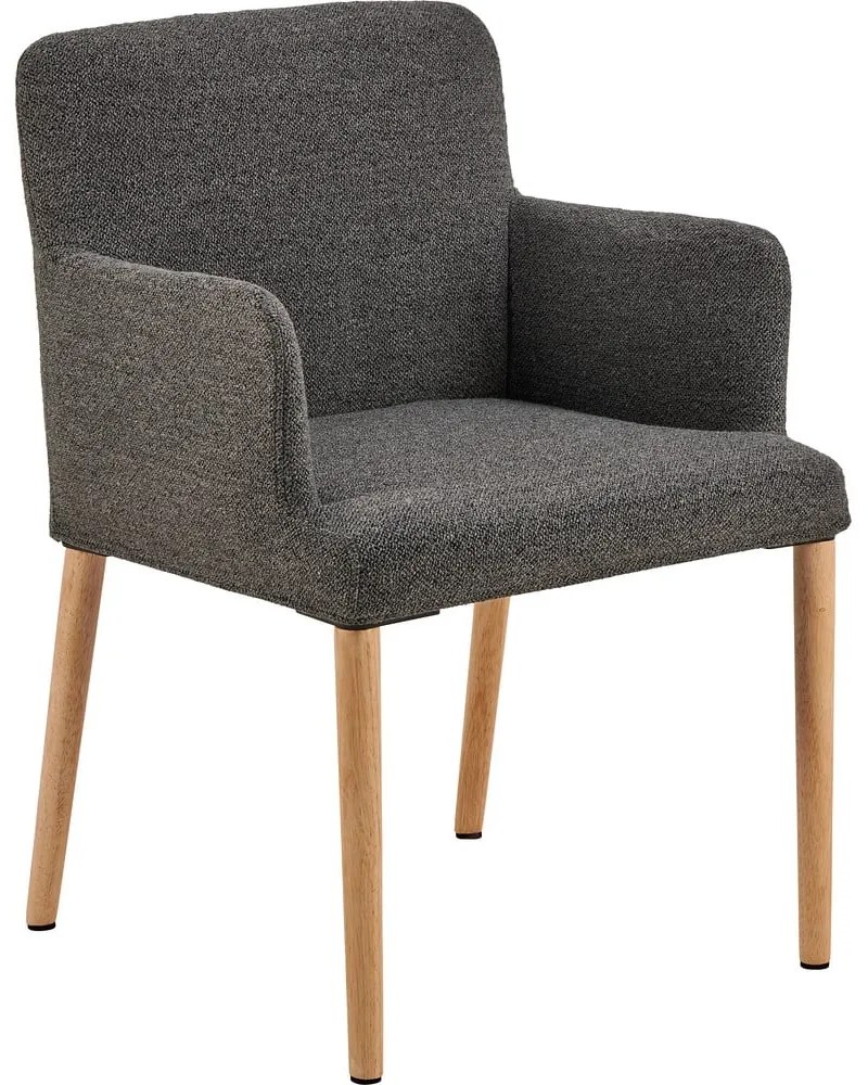 Sivé čalúnené jedálenské kreslo s podrúčkami Zoe – Actona