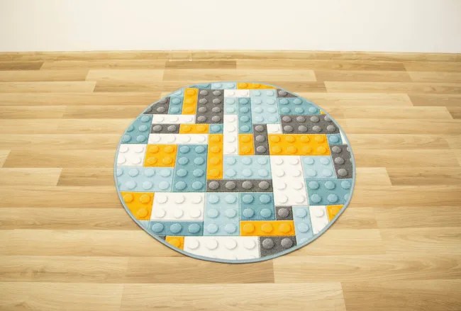 Detský koberec kocky lego orange kruh