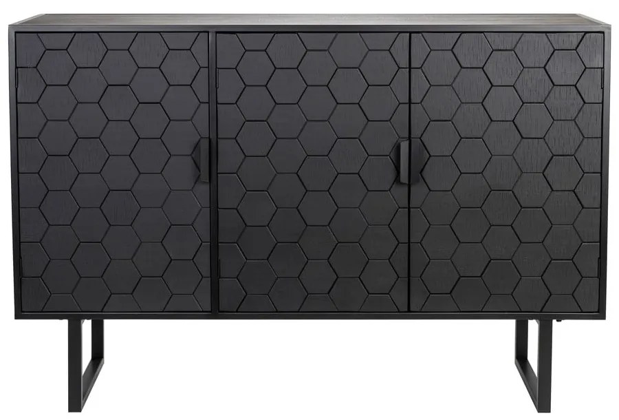 Čierna nízka komoda z borovicového dreva 135x90 cm Linc – White Label