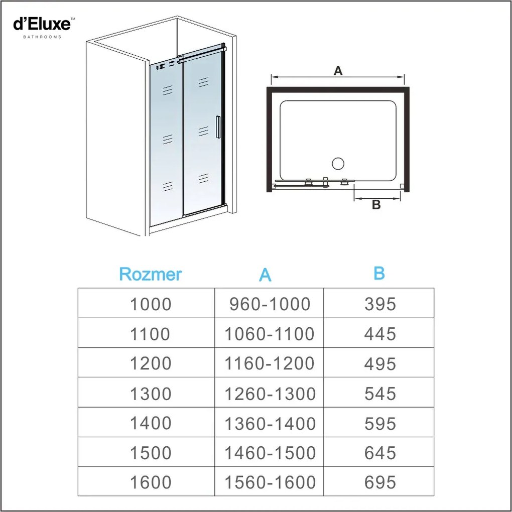 D‘Eluxe - SPRCHOVÉ DVERE - Sprchové dvere RUNNER RU5N 100-10xcm sprchové dvere posuvné číre 6 chróm univerzálna - ľavá/pravá 130 195 130x195