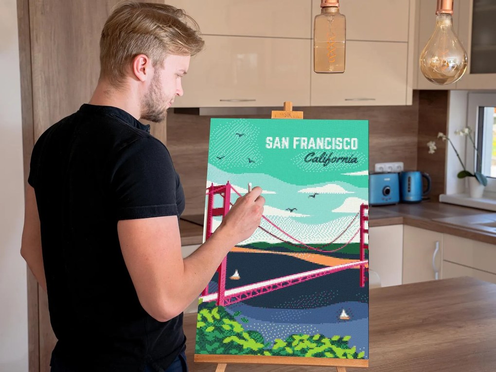Gario Diamantové maľovanie San Francisco, Spojené štáty Rozmery: 80 x 120 cm, Rámovanie: Iba zrolované plátno, Diamanty: Štvorcové