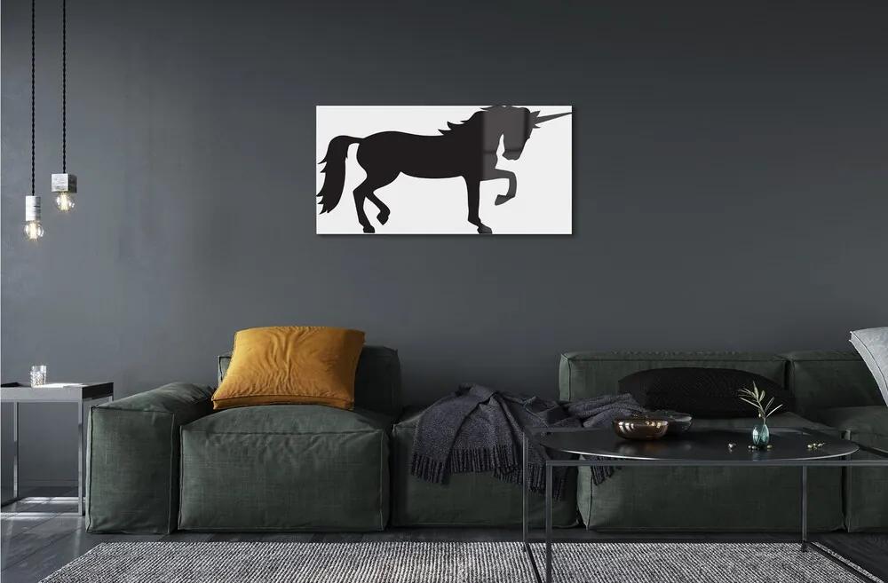 Sklenený obraz čierny jednorožec 125x50 cm