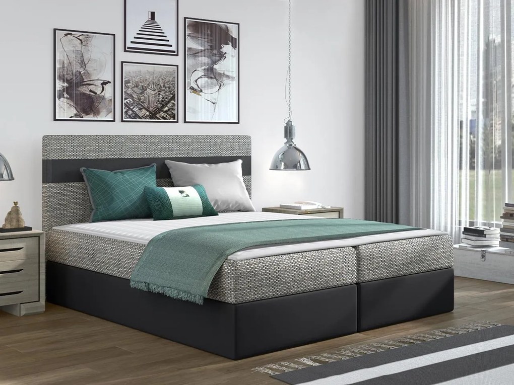 Kontinentálna posteľ Friesia, Rozmer postele: 140x200, Dostupné poťahy: Lawa 06 + ekokoža Soft 017