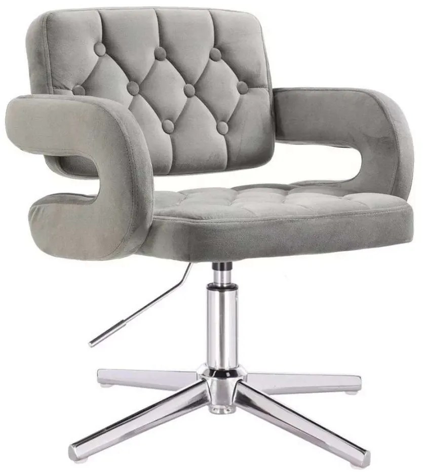 LuxuryForm DESIGN Stolička ADRIA VELUR na striebornom kríži - sivá