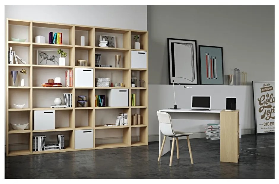 Svetlohnedá knižnica TemaHome Pombal, šírka 255 cm