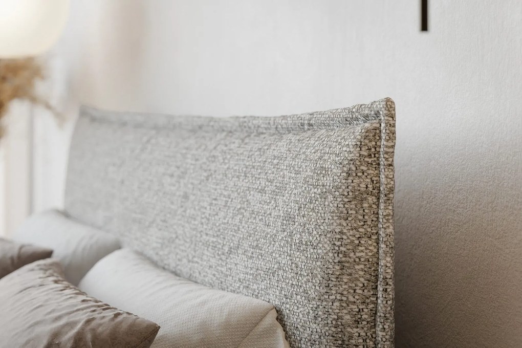 Čalúnená manželská posteľ s úložným priestorom SLIM 14 - svetlá krémová | 160×200