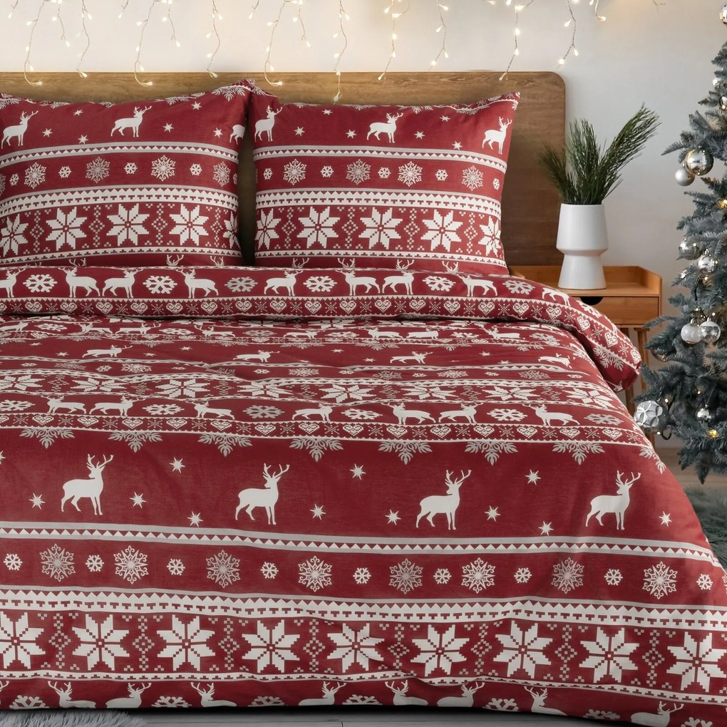 VIANOČNÉ RENFORCÉ OBLIEČKY OSLO 140X200 CM, 1 KS 70X80 CM VZOROVANÉ