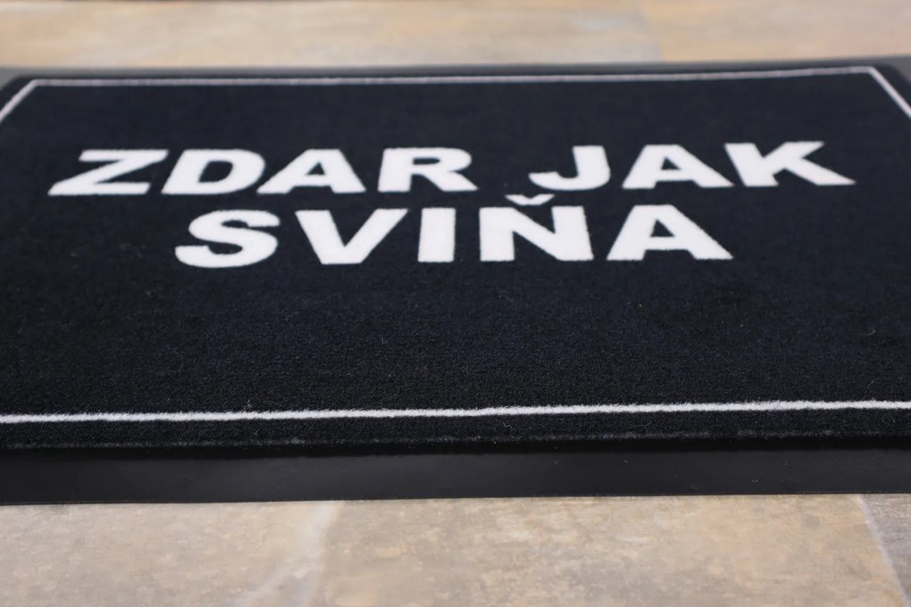 Mercury Flooring, Rohožka Zdar jak sviňa 40x60 cm – na von aj na doma, 40x60, čierna