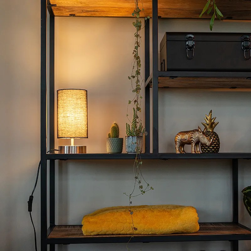 Moderná stolná lampa čierna s oceľou - Milo 2