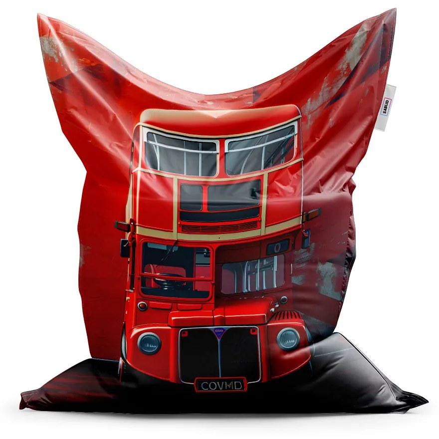 Sablio Sedací vak Červený poschodový autobus Vlajka - 150x100 cm