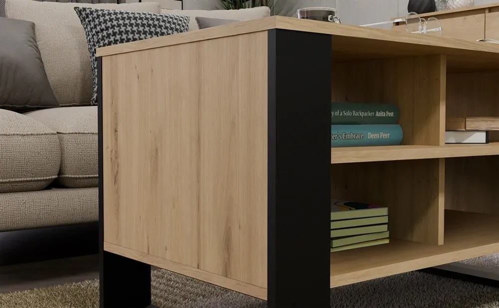 Konferenčný stolík LAWA Modern 4P Slim II dub artisan/čierny