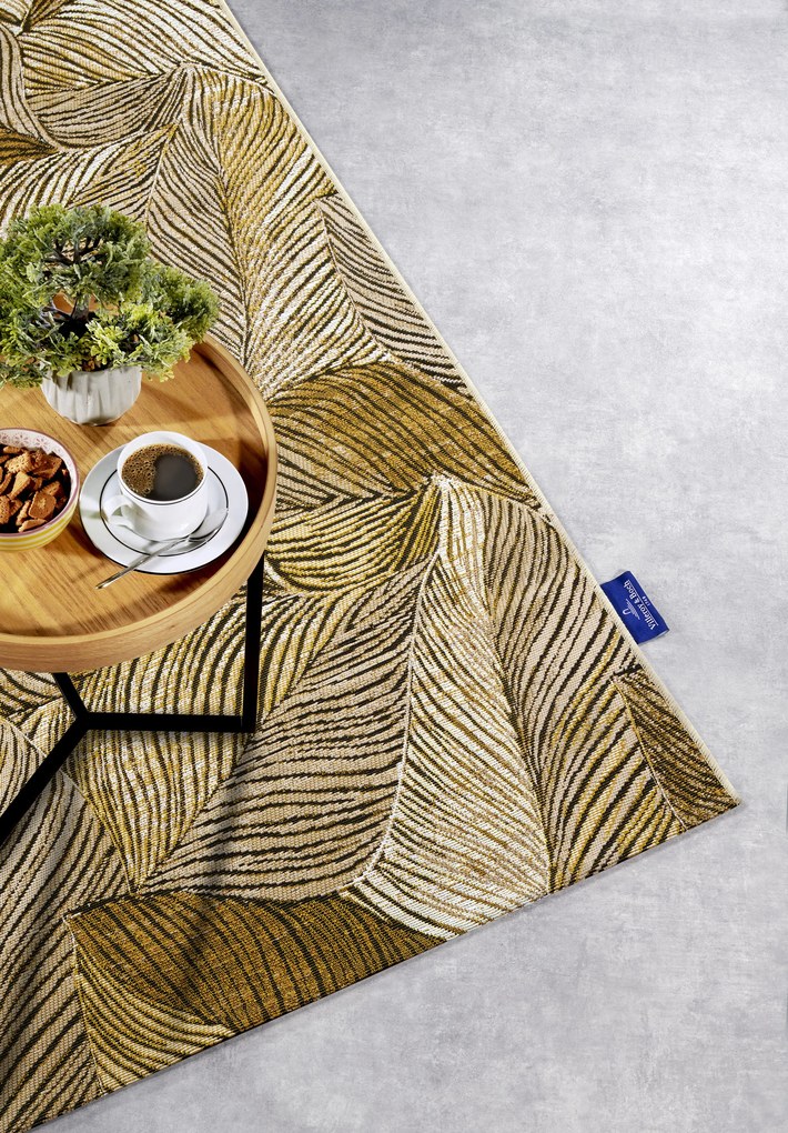 Villeroy & Boch, Kusový koberec Villeroy & Boch 106059 Gold, Black – na von aj na doma, 120x180, žltá, chodba / predsieň