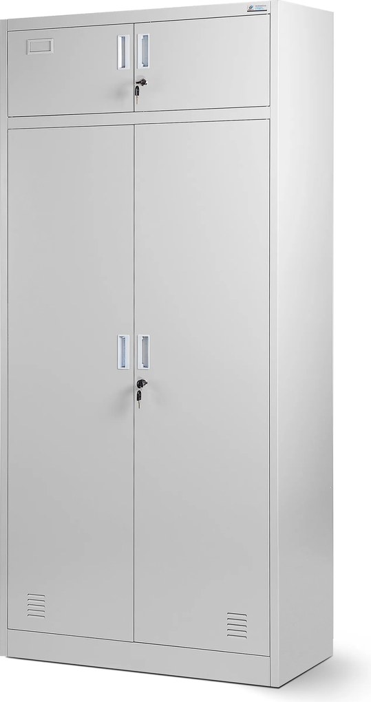 Kovová šatňová skriňa BORYS, 900 x 1850 x 500 mm, šedá
