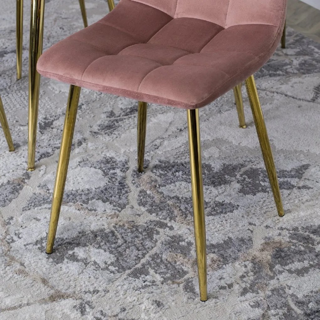 PROXIMA.store - Čalúnená jedálenska stolička YORK FARBA: ružová, FARBA NÔH: zlatá
