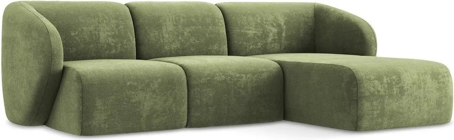 Zelená ženilková rohová pohovka (pravý roh/s leňoškou) Lani – Makamii