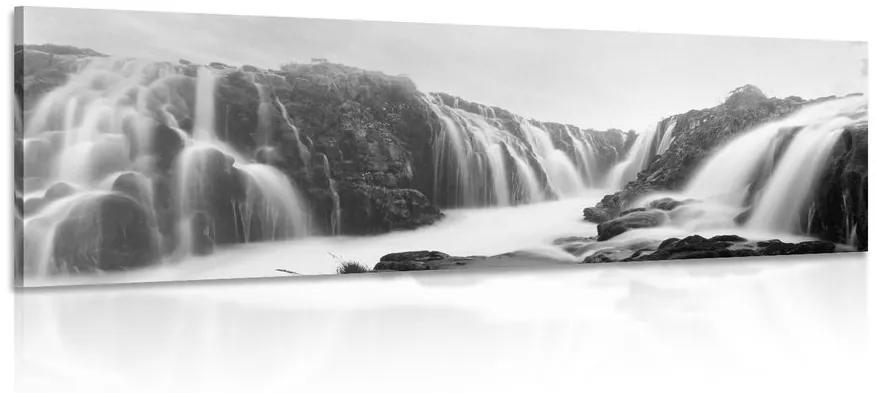 Obraz vznešené vodopády v čiernobielom prevedení Varianta: 120x40
