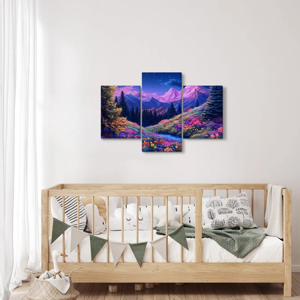 Obraz - Fialová krajina pri úplnku (90x60 cm)