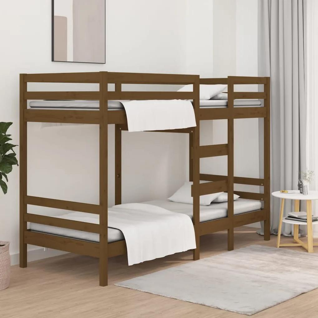 Poschodová posteľ medovo-hnedá 75x190 cm borovicový masív 3139847