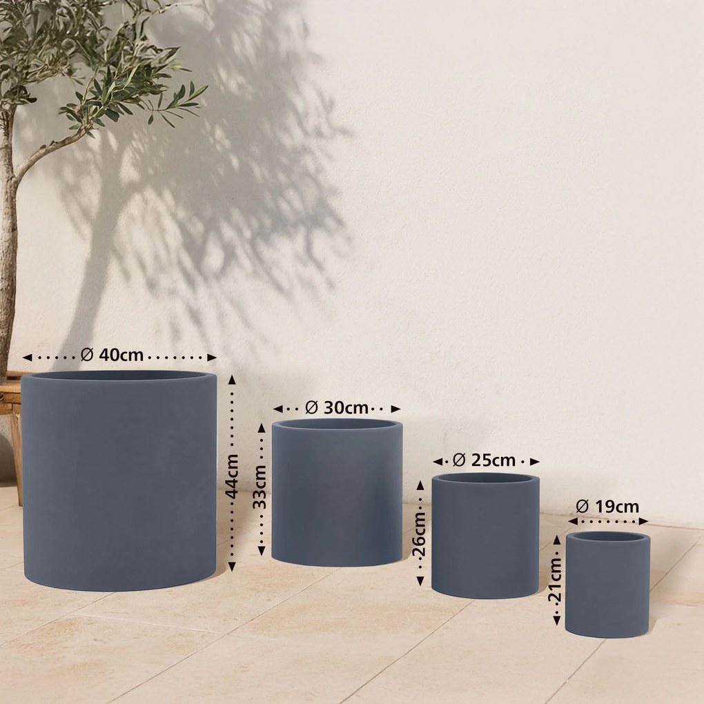 Sada 4 ks kvetináčov 1 round - antracitová