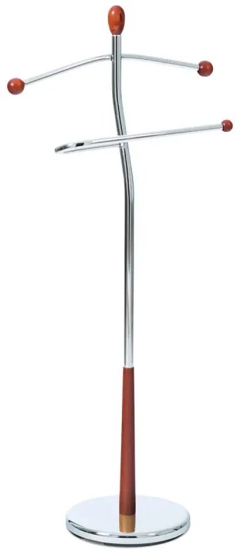 Němý sluha, výška 120 cm, masiv kaučukovník, hnědé moření, kov chrom, nos. 5 kg