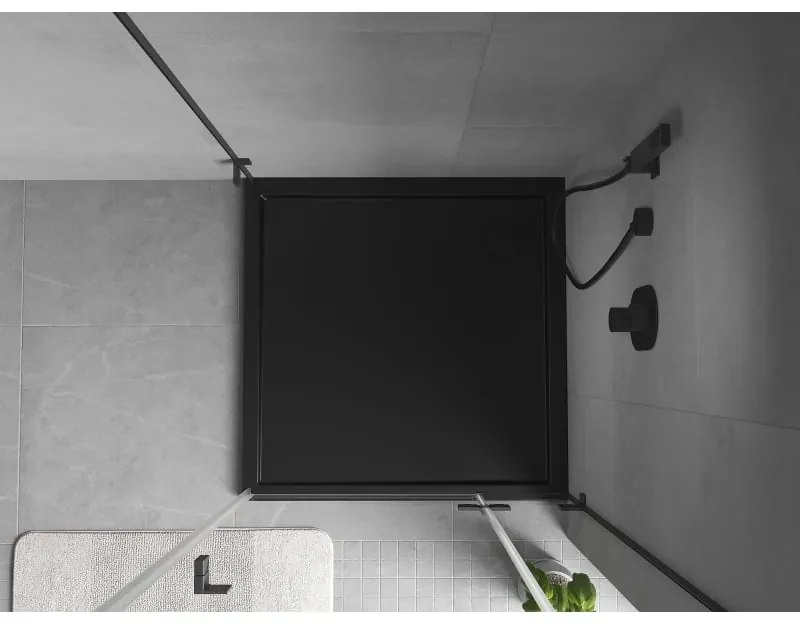 Mexen Flow Slim, štvorcová sprchová vanička 85 x 85 cm, čierna matná, 46S708585