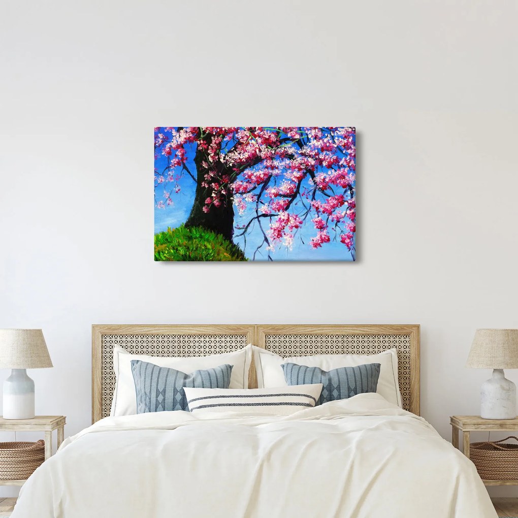 Obraz maľované rozkvitnuté čerešne (90x60 cm)