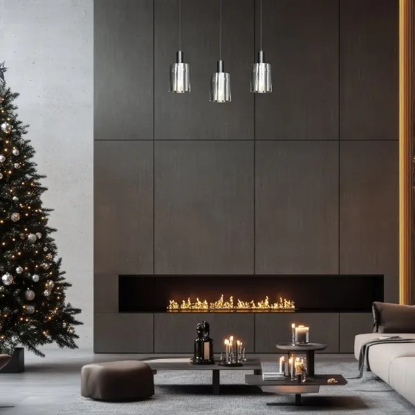 Luster na lanku ARCADIA 3xE27/60W/230V čierna/dymová