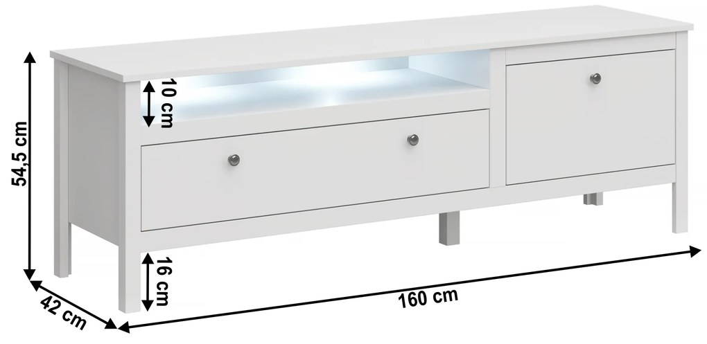 Tv stolík/skrinka Otis 1s1k/160 (biela). Vlastná spoľahlivá doprava až k Vám domov. 1065244