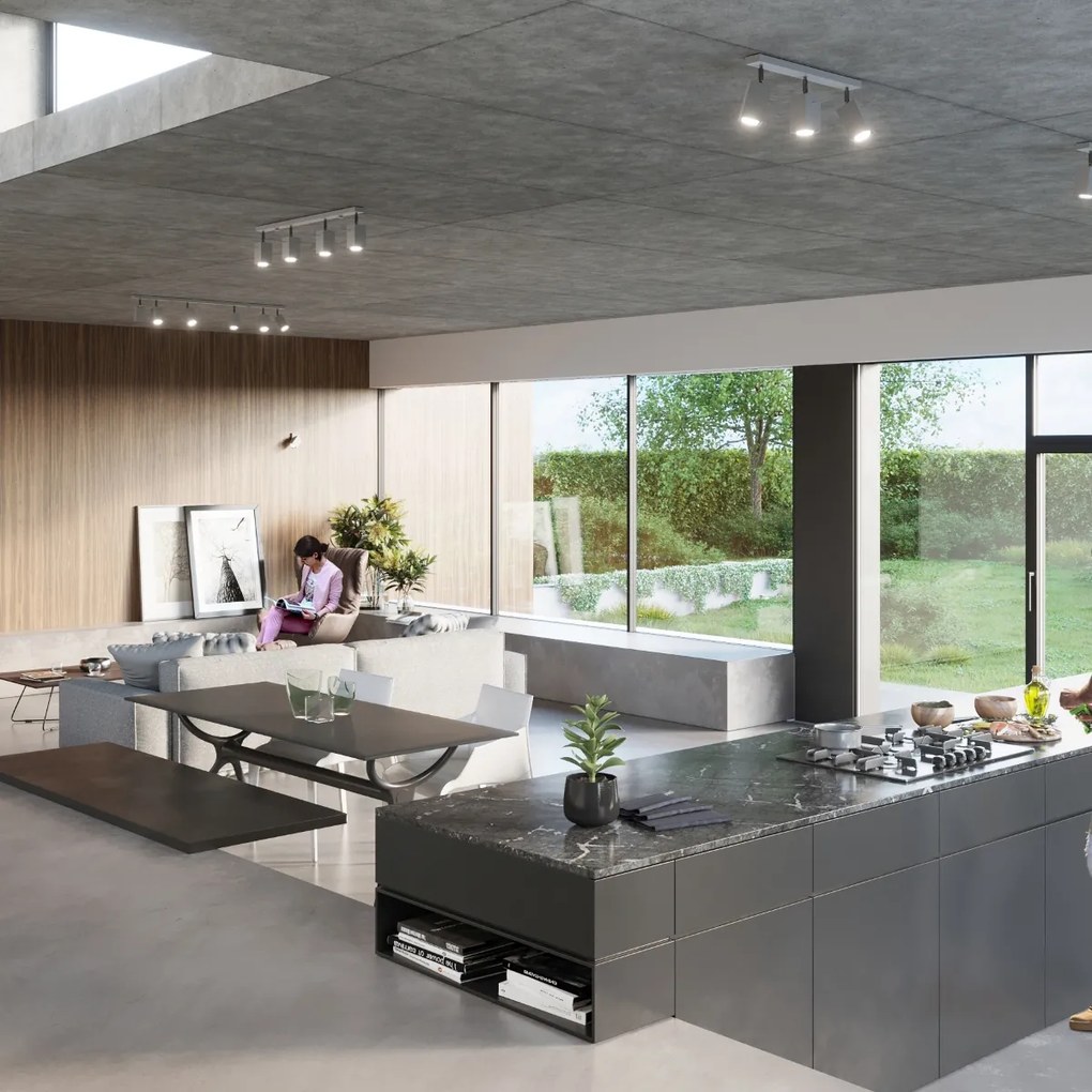 Bodové svietidlo Merida, 6x sivé kovové tienidlo, (možnosť polohovania)